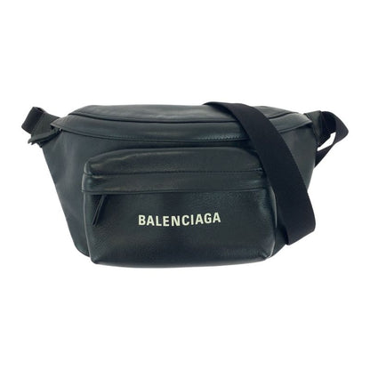 Balenciaga Everyday Logo Print Black Leather 552376 Body Bag Waist Bag Unisex