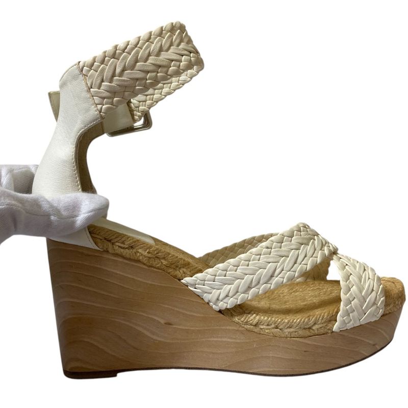 Good Hermes Wedge Sole Mesh Leather Wood Sandals Equivalent to 23.5cm (9.25in)