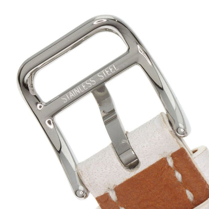 Hermes Ct1210 Cape Cod Tonneau Wristwatch SS Leather Ladies