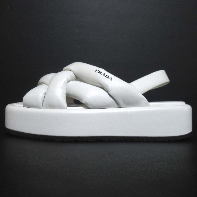 Prada Padded Nappa Leather Suring Back Sandals Size 35.5 Equivalent to 22.5cm