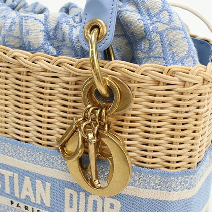 DIOR Lady Dior Medium Handbag Wicker Jacquard Women's