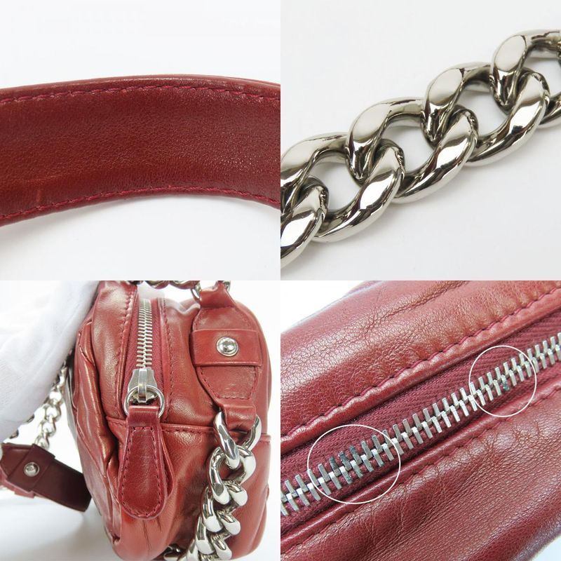 Chanel Shoulder Bag Quilted Coco Mark Lambskin Bordeaux Silver Hardware Chain