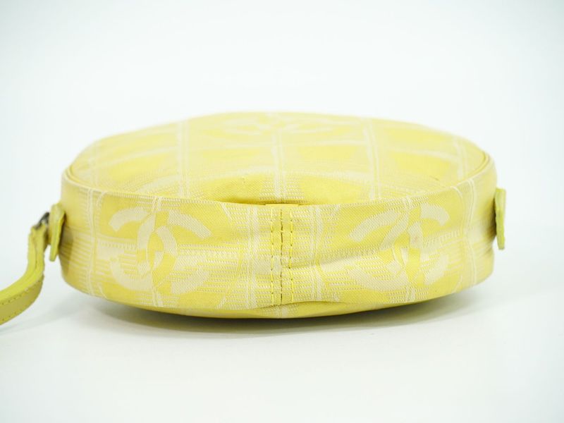 Authentic Chanel Coco Mark New Travel Line Pouch Small Pouch Nylon Yellow New