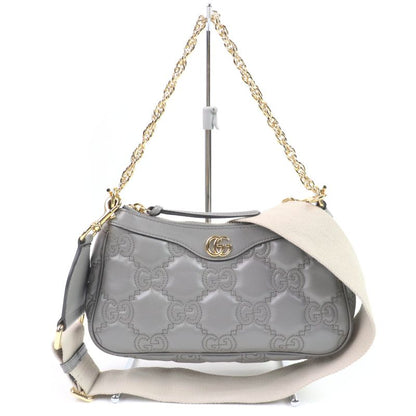 Gucci 735049 Ggmatelasse Leather 2WAY Handbag Shoulder Bag Grey Storage