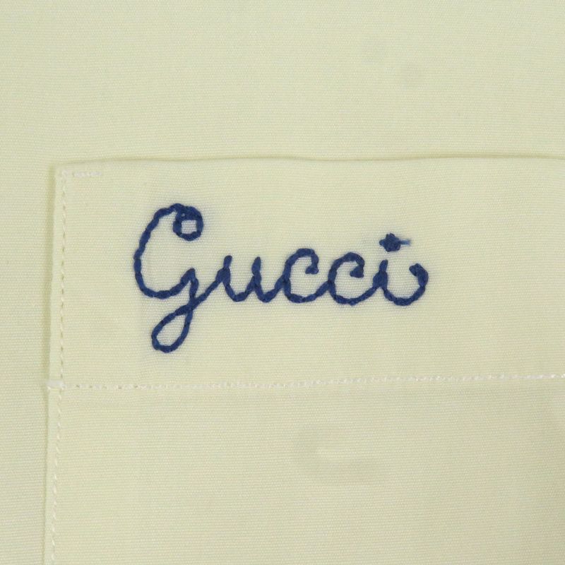 Gucci 659895 Logo Embroidery Long Sleeve Long Sleeve Shirt Light Yellow 15++