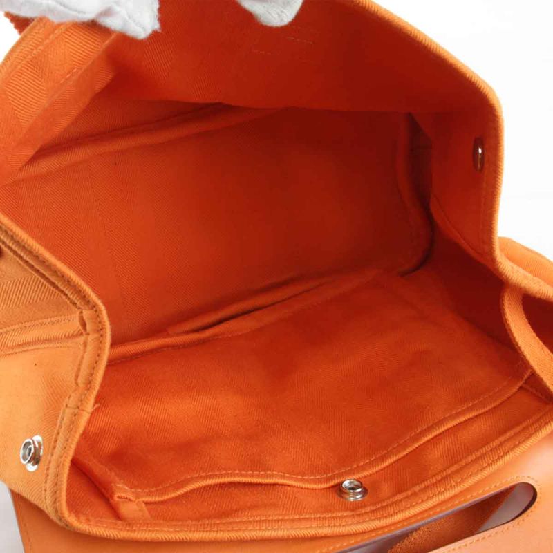 Hermes Valparaiso PM □P Engraved Handbag Leather / Canvas Orange