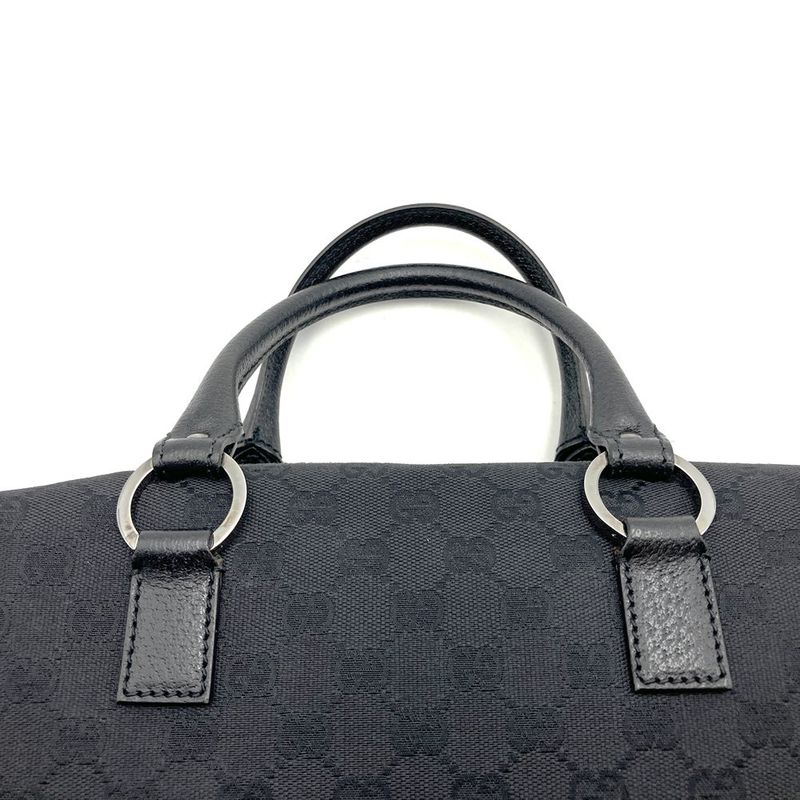 Gucci 113009 Handbag Black GG Canvas/leather Ladies Men Fashion Branded High
