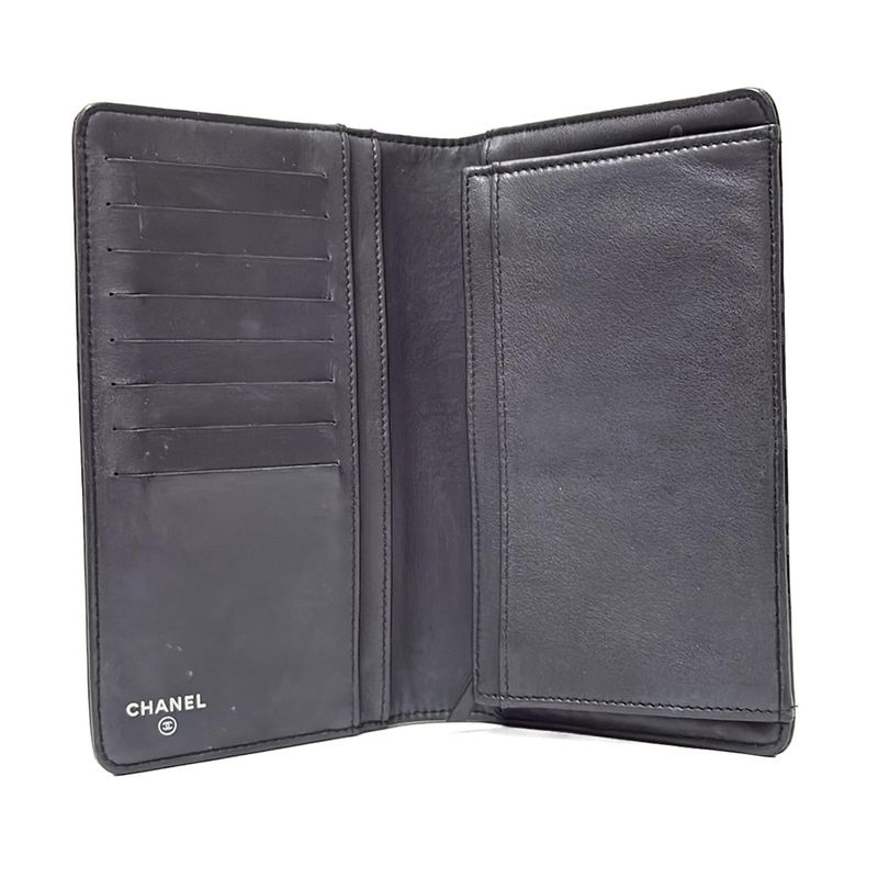 Chanel Long Wallet - Black Checked / Coco Mark Leather