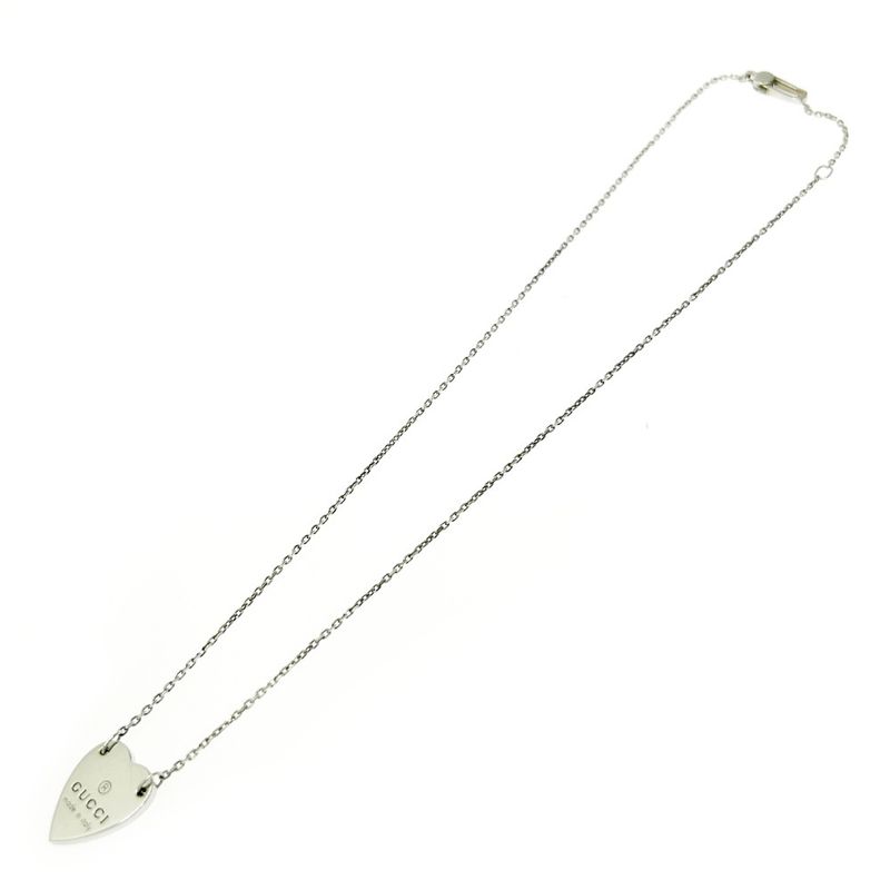 Gucci Silver Logo Heart Necklace 8.0g 925 Engraved 407544 Necklace