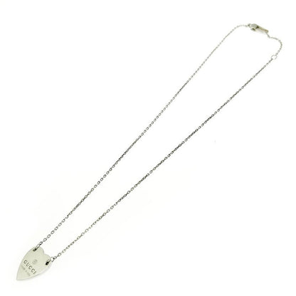 Gucci Silver Logo Heart Necklace 8.0g 925 Engraved 407544 Necklace