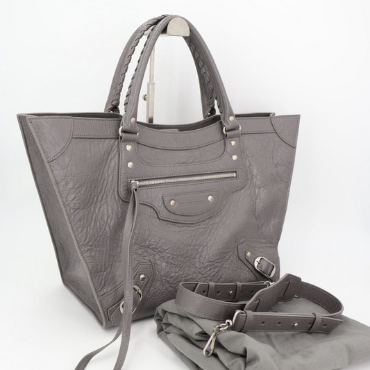 Balenciaga Handbag Shoulder Bag Neo Classic M Leather Gray Women 702502