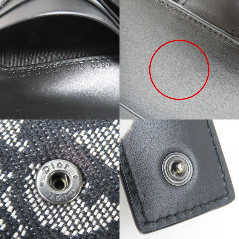 Christian Dior Bifold Wallet Trotter Canvas Black Silver Hardware W Hook