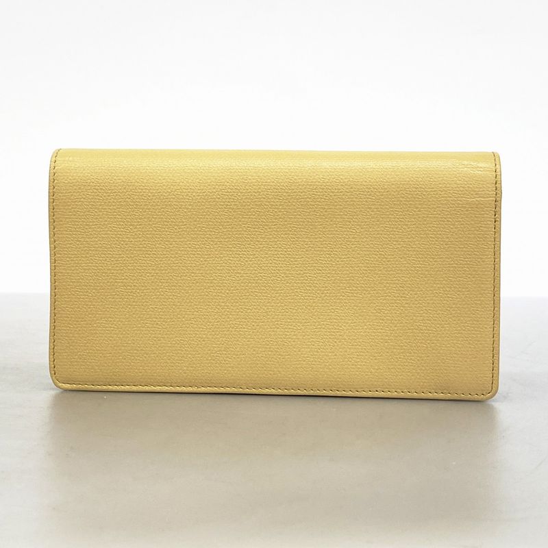 Chanel Long Wallet Coco Button Leather Beige Gold Hardware Women