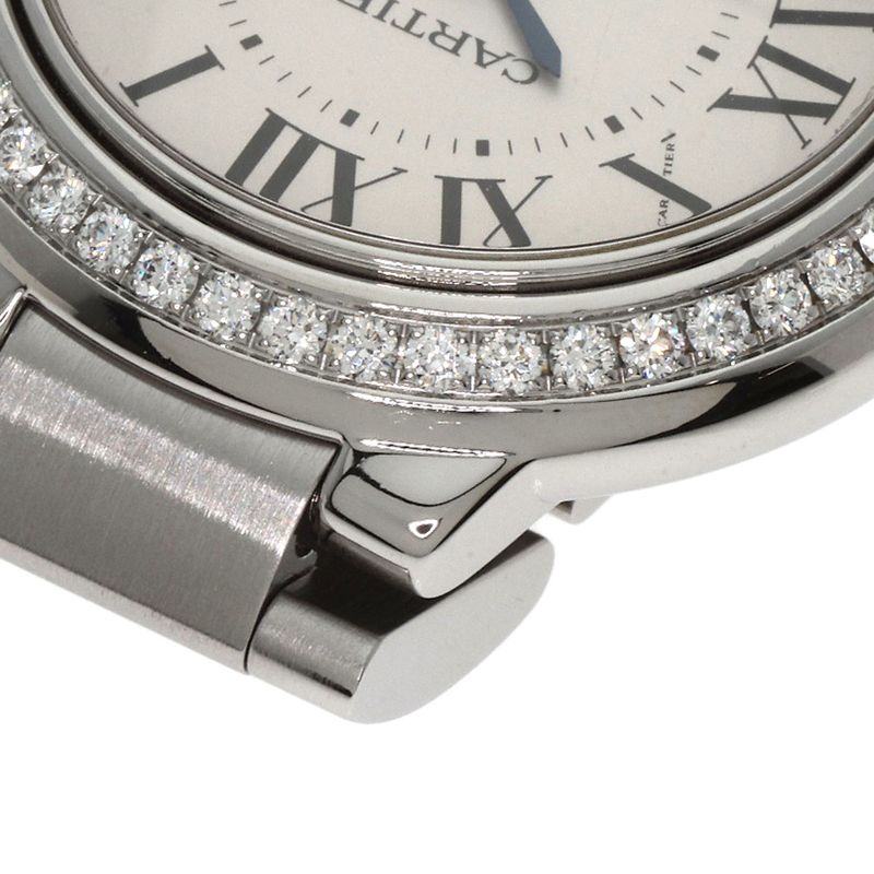 Cartier W4bb0015 Ballon Blue Bezel Diamond Wristwatch SS Ladies