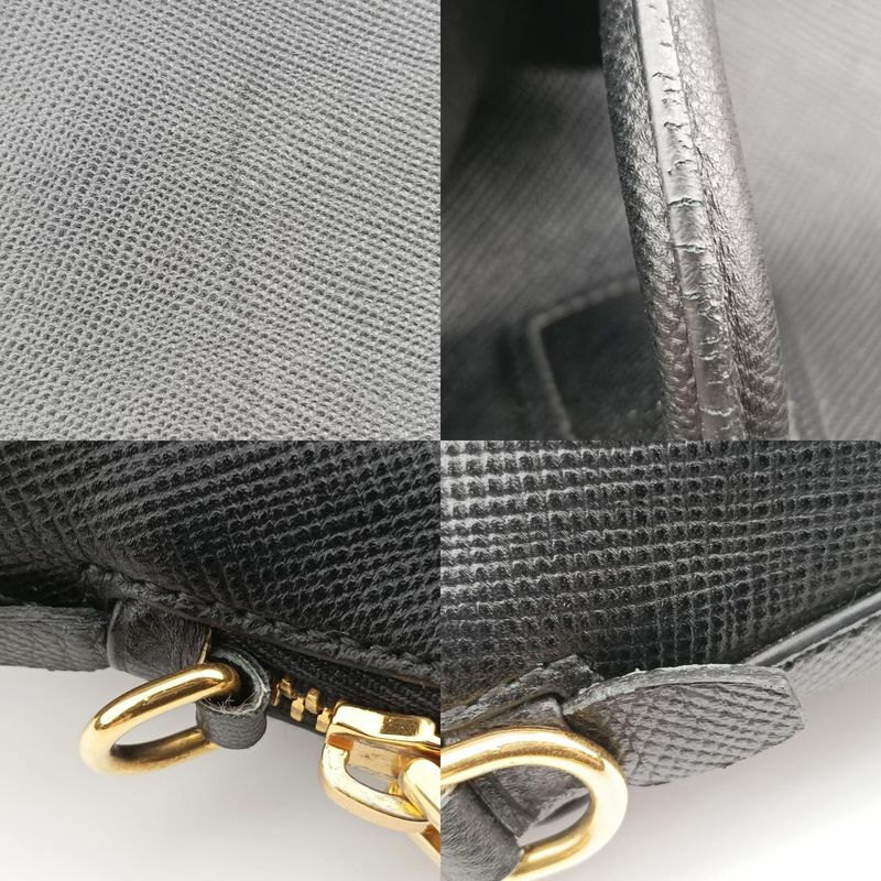 Prada Quill Top Handle Black Saffiano Leather Bl0902 117