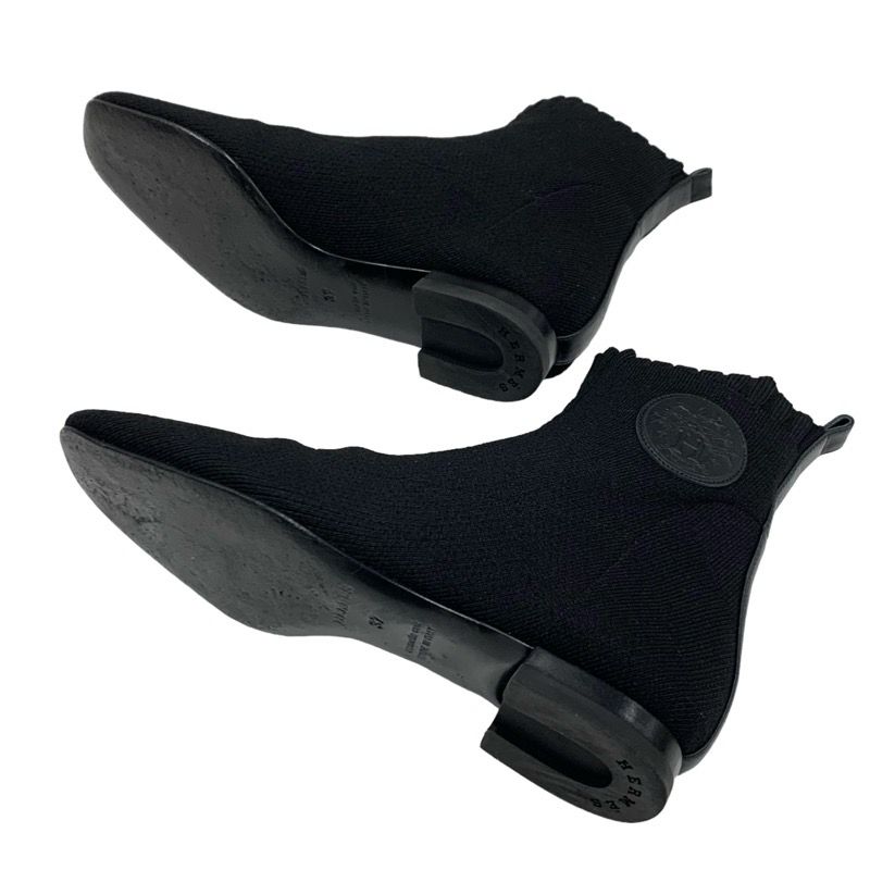 Hermes Duo Boots Short Boots Shoes Fabric Leather Black Socks Boots Exlibris