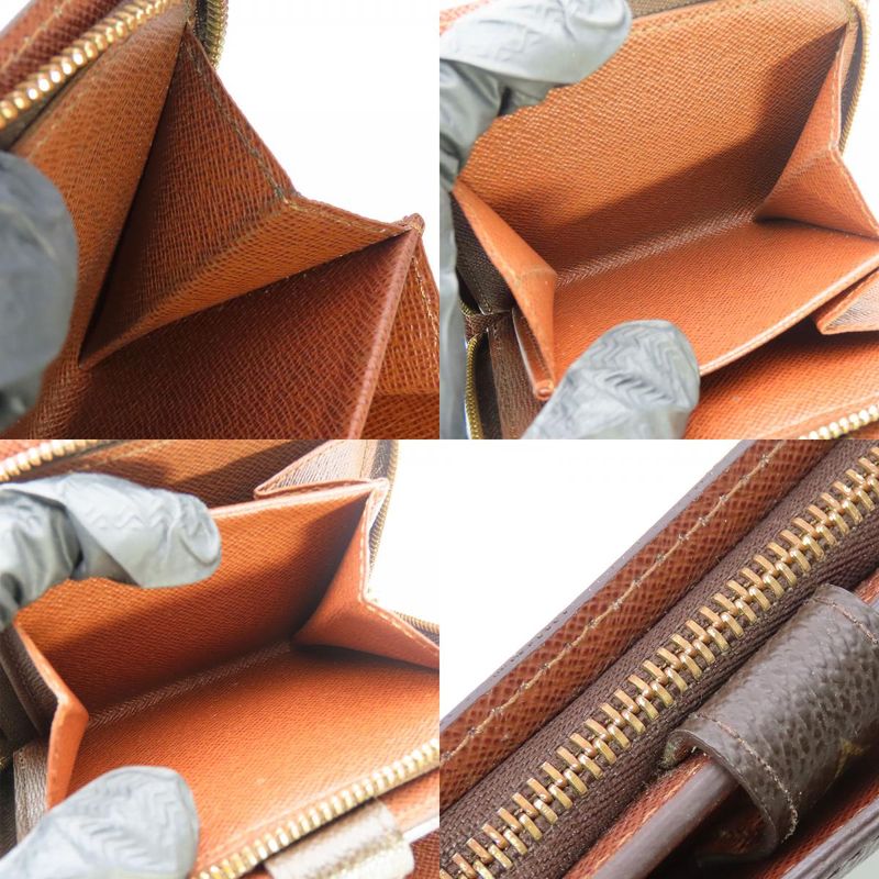 Louis Vuitton Bifold Wallet Compact Zip M61667 Monogram Brown Gold Hardware