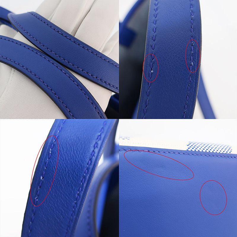 Hermes Ambie PM Handbag Shoulder Bag 2WAY Blue-white U Stamp Canvas