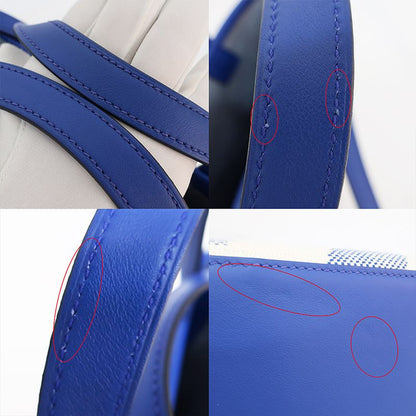 Hermes Ambie PM Handbag Shoulder Bag 2WAY Blue-white U Stamp Canvas