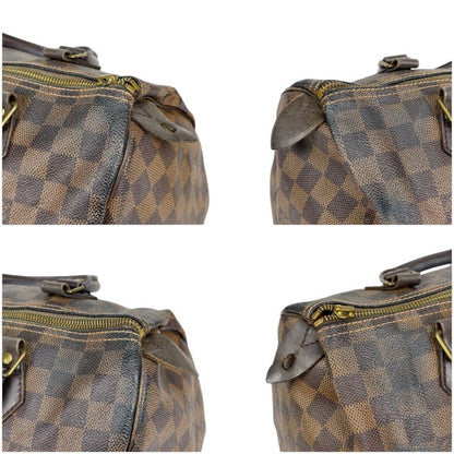 Louis Vuitton Speedy 30 Damier Leather Handbag Mini Boston Bag Brown