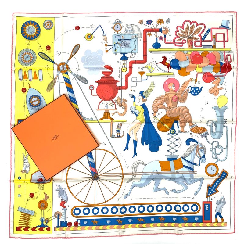 Hermes Scarf Carre 90 TEA FOR TWO TEA FOR TWO Silk Spring-summer 2023 Yellow X