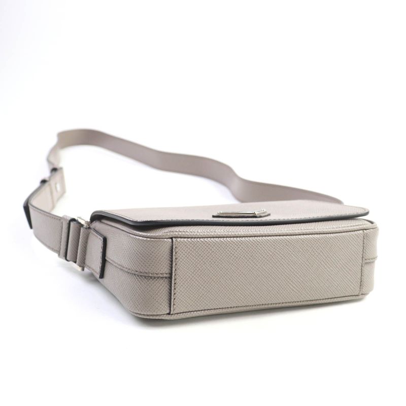 Prada 2vd065 Saffiano Leather Argilla Shoulder Bag With Triangle Logo Plate