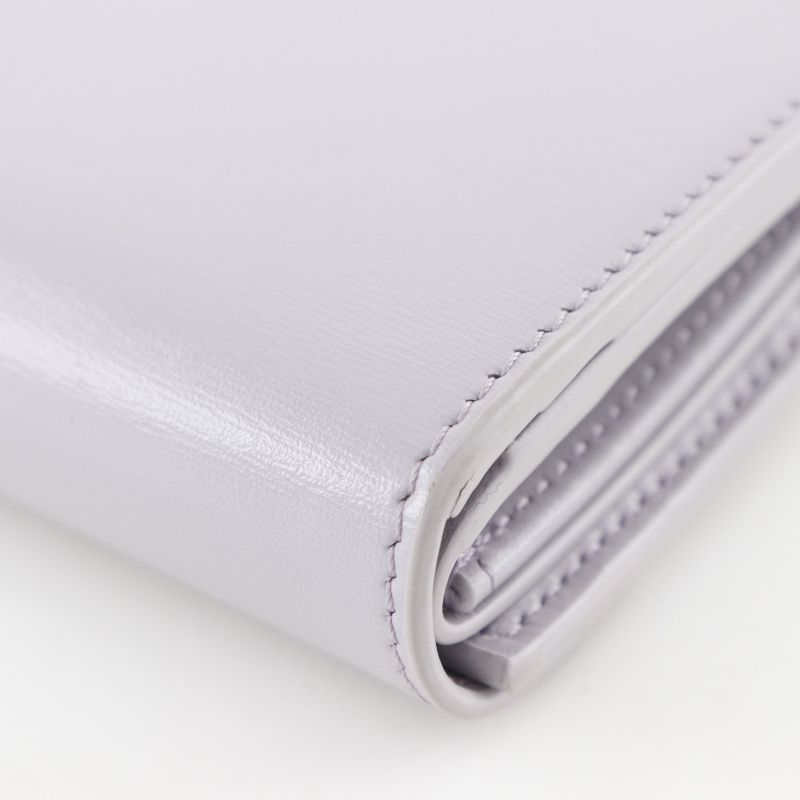 Celine Triomphe Small Flap Wallet Compact Wallet Leather Purple Women's Trifold