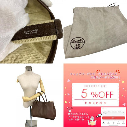 Hermes Garden Party MM Etape Leather Tote Bag Brown Ladies Brand