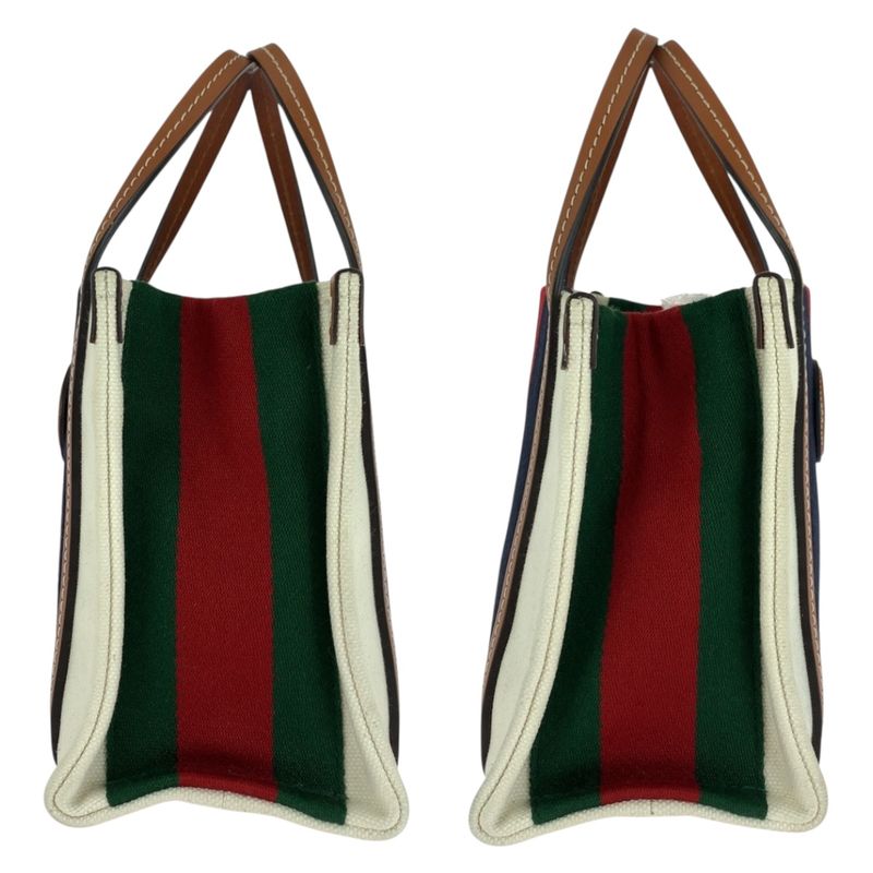 Gucci Interlocking White Brown Gold Hardware Canvas Shoulder Bag Tote Bag 2way