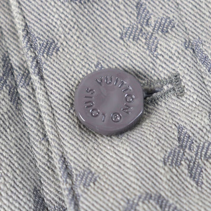Louis Vuitton 2021 Hha21w Logo Button Flap Pockets Monogram Denim Jacket Gray