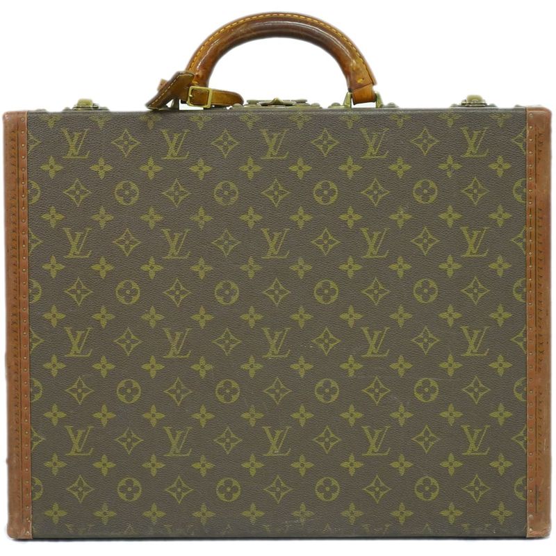 Authentic Louis Vuitton LV President Monogram Attache Case Handbag Brown M53012