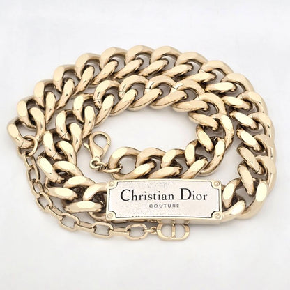 DIOR Christian Dior Couture Plate Choker Necklace 48cm (1890in) Long Light Gold