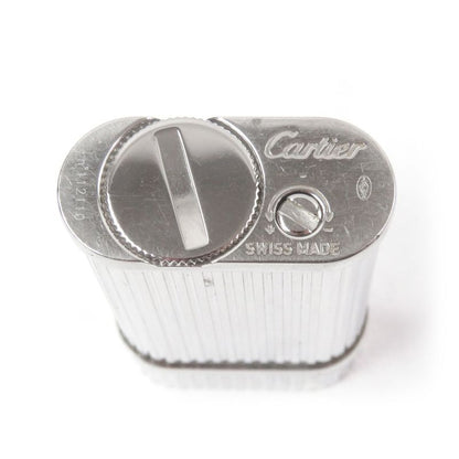 Cartier Godron Stripe Pattern Oval Shape Gas Lighter Smoking Tool
