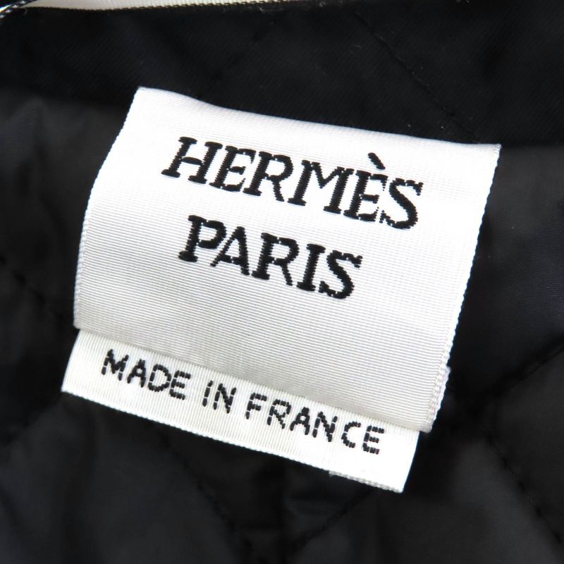 Hermes 22AW 2h0106dg Cashmere Blend Serie Button Zip Up Quilted Coat Dark Navy