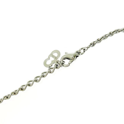 Christian Dior Metal Rhinestone CD Logo Necklace Silver 434411 Necklace