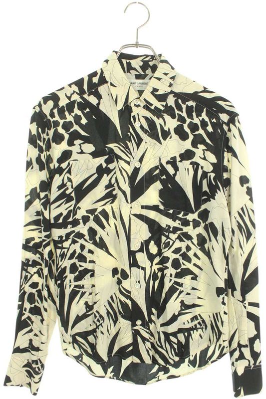 Saint Laurent Paris 520149 Y2a27 Floral Print Allover Long Sleeve Shirt Men's 36