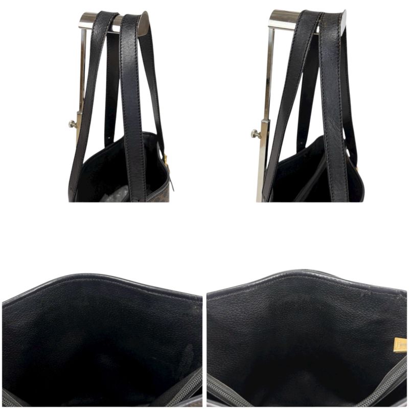 Celine Bucket Shape Tote Bag Shoulder Bag Black Macadam Pattern Pvcleather