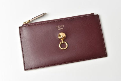 Fendi Mini Wallet Coin Case Card Case Pass Case Burgundy
