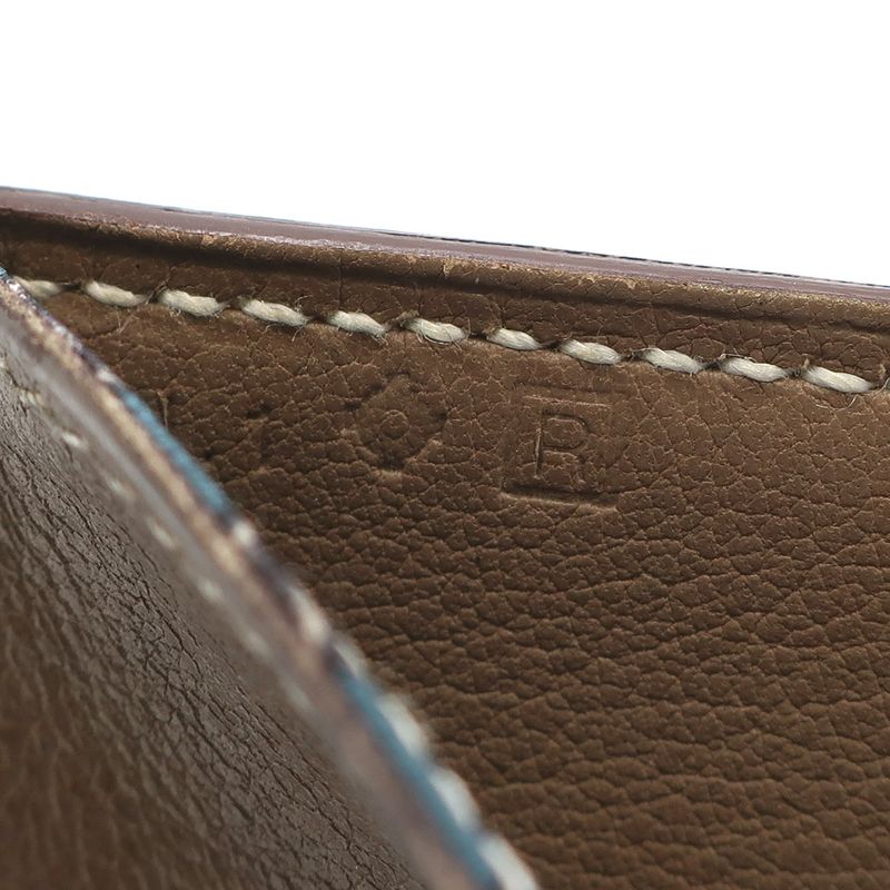 Hermes Wallet Citizen Twill Brown Beige Leather Bifold Women's R