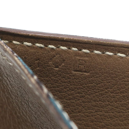 Hermes Wallet Citizen Twill Brown Beige Leather Bifold Women's R