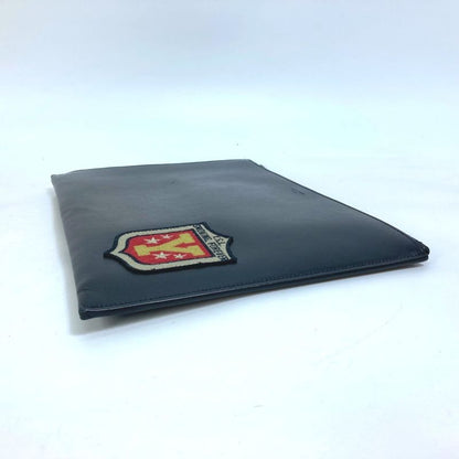 Saint Laurent Paris Clutch Bag Logo Patch 397295 Leather Black