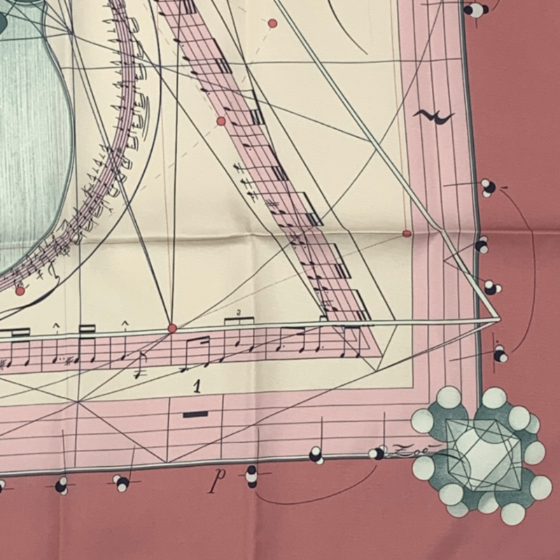 Hermes Scarf Carre 90 Music Played By Spheres La Musique Des Spheres Pink 100%
