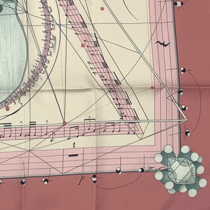Hermes Scarf Carre 90 Music Played By Spheres La Musique Des Spheres Pink 100%