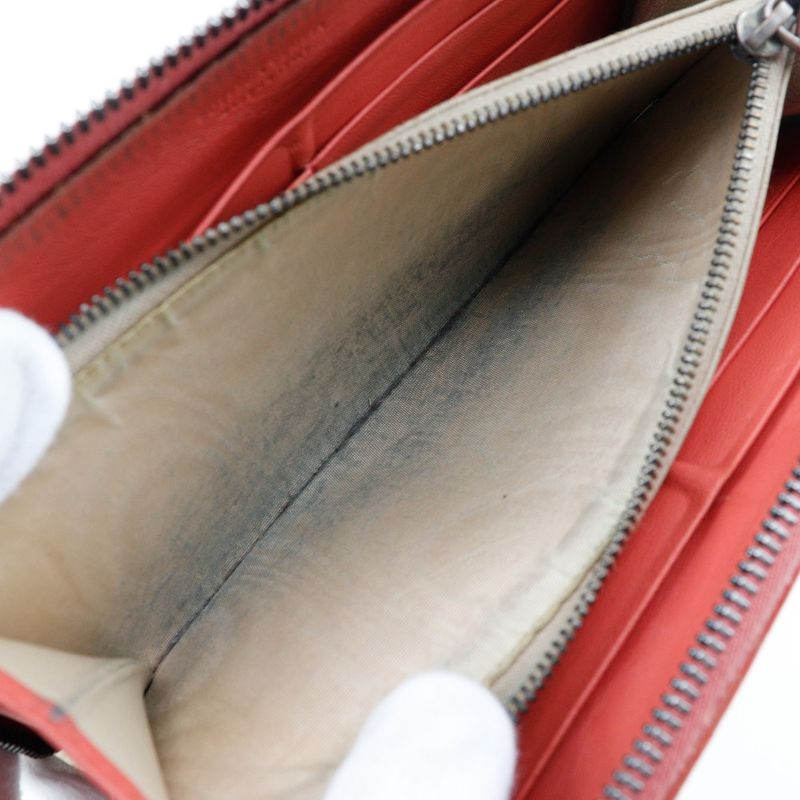 Bottega Veneta Bottega Veneta Round Zipper Intrecciato Lambskin Red/pink