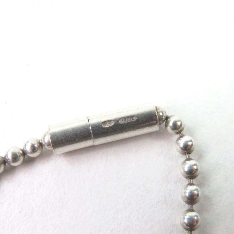 Gucci 925 Logo Engraved Double Dog Tag Ball Chain Necklace Silver