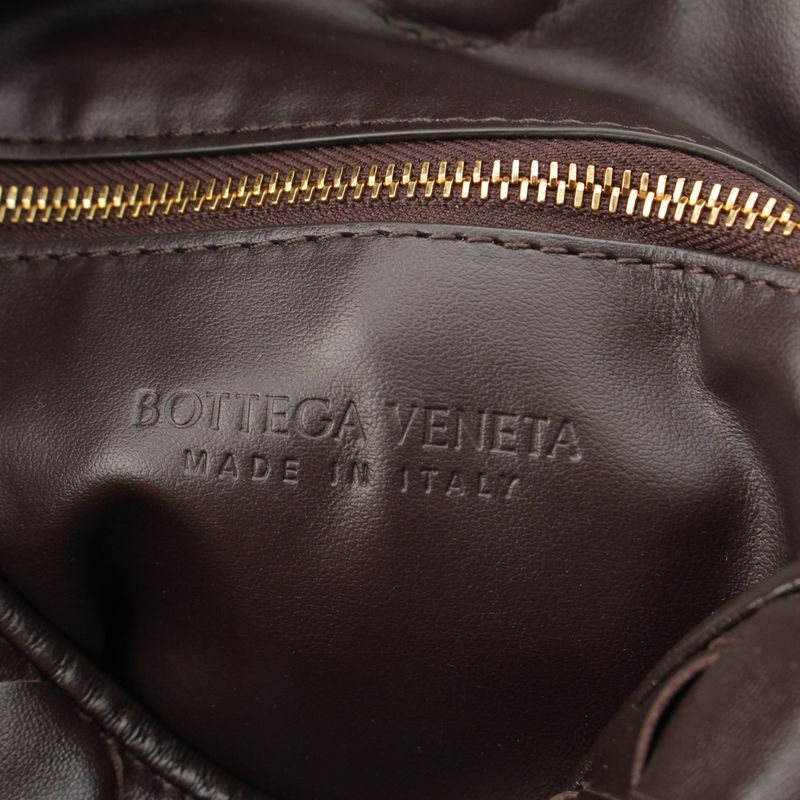 Bottega Veneta Hop Small Leather Intrecciato One Shoulder Handbag Brown