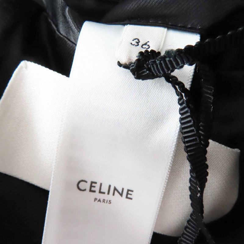 Celine 2m06a814e Wool Triomphe Gold Button Egg Shape Pea Coat Black 36 Made In