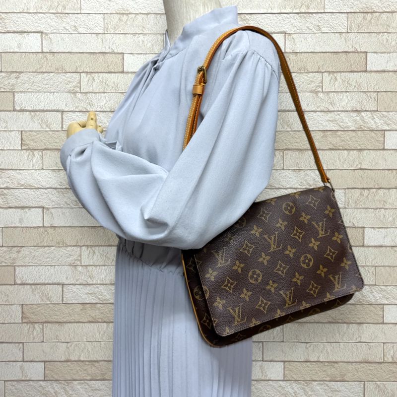 Louis Vuitton Musette Tango Monogram Shoulder Bag Monogram Canvas M51257 Brown