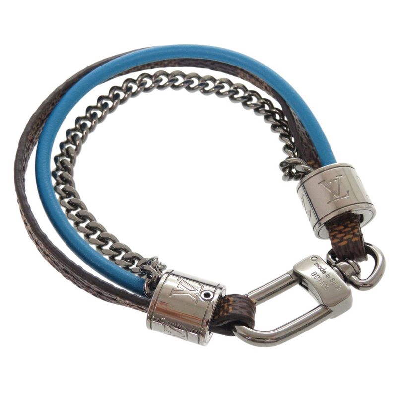 Louis Vuitton Bra Scuff LV Treble Damier Leather Brown Blue Bracelet LV 0002