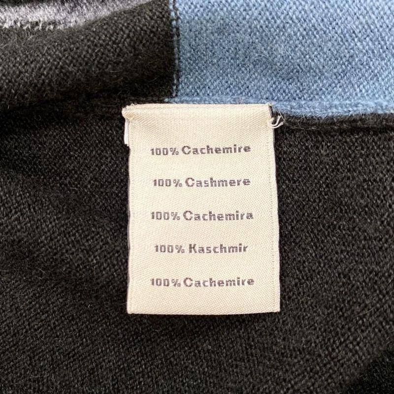 Hermes Short Sleeve Sweater Intarsia Mayon Puzzle Knit Size S Cashmere Gray